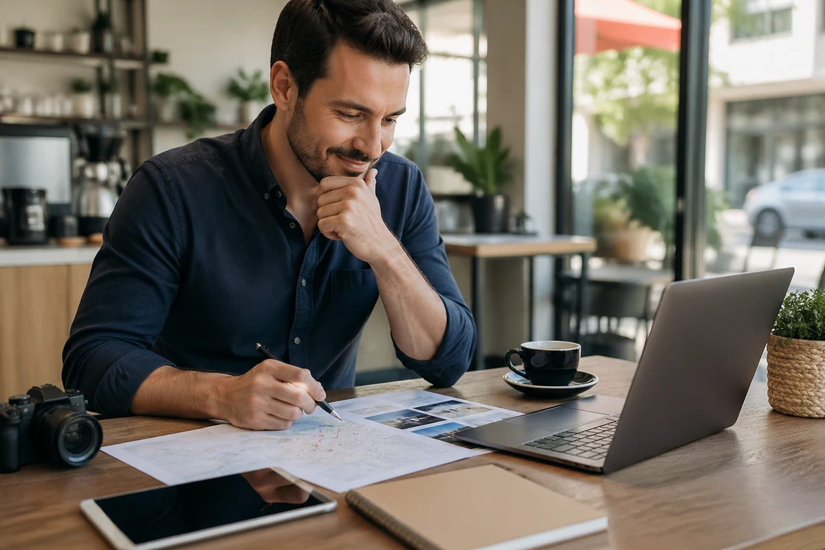 Business owner planning Steps to Optimise Your Google My Business Listing for an Australian business