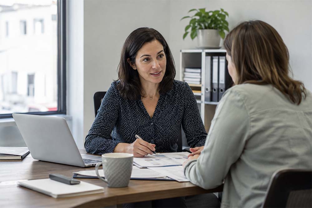 Accountant SEO strategy meeting for an accounting firm focused on client enquiries, tax services and Google visibility.