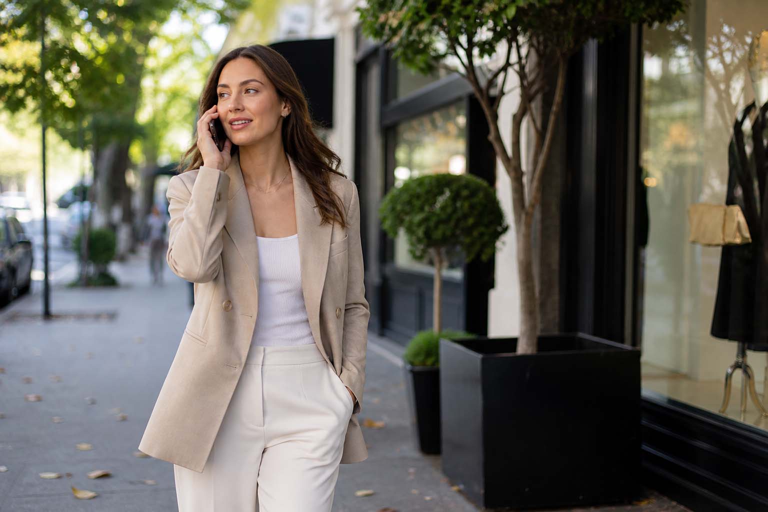 Business woman on the phone near High Street Armadale for SEO Armadale services