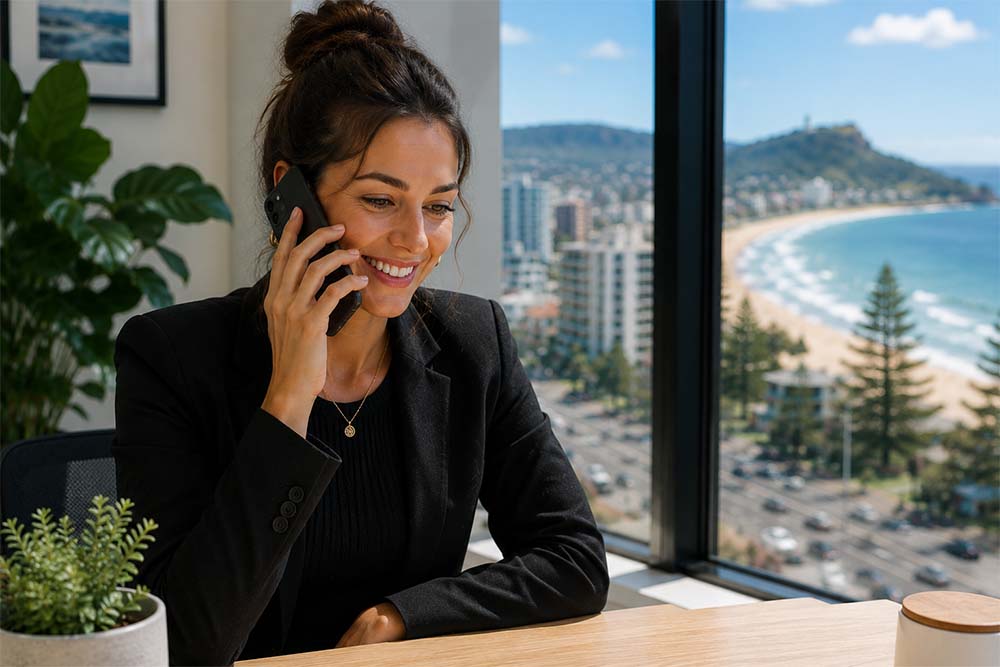 Business woman on the phone in SEO Wollongong for local SEO services