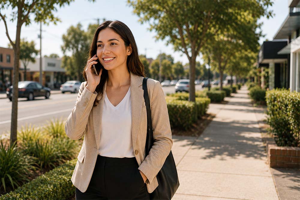 Business woman on the phone discussing SEO Narre Warren services with her consultant