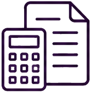 Calculator and ledger icon representing Accountant SEO, tax pages, bookkeeping pages and accounting firm visibility.