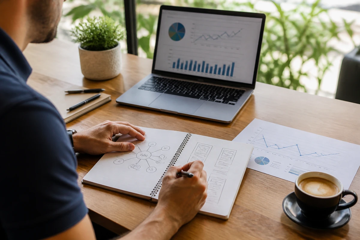 Business owner planning Educational Schema Markup and Structured Data for an Australian business