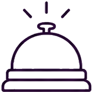 Hotel bell icon representing Hotel SEO, accommodation visibility, room bookings and direct booking searches.
