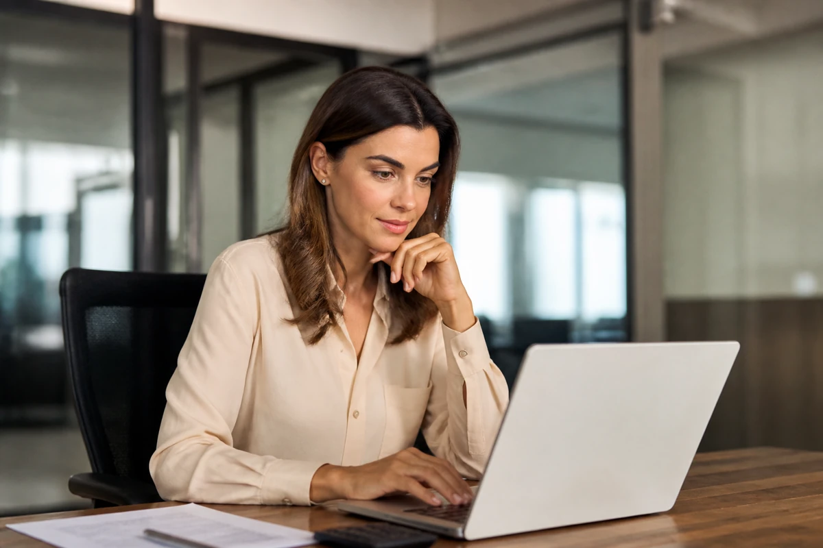 Professional business owner reviewing online visibility and enquiry opportunities for accounting businesses