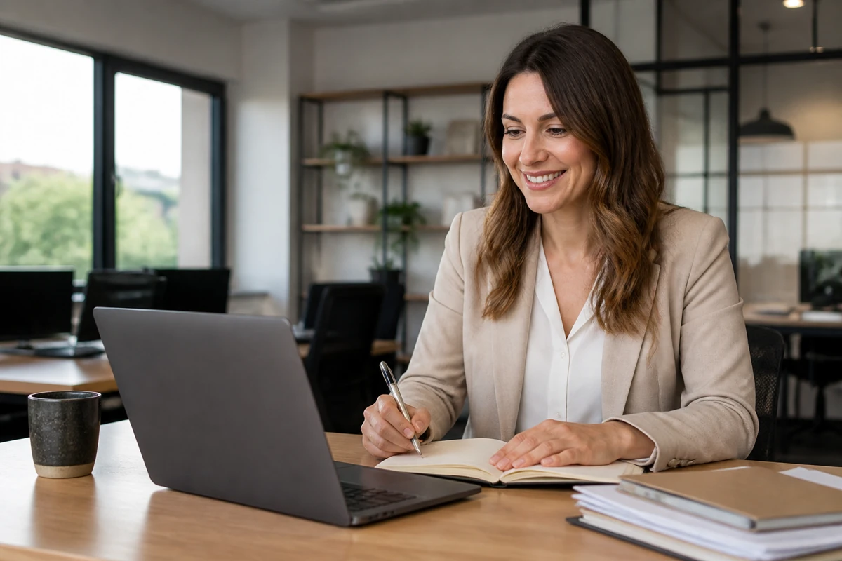 Professional business owner reviewing online visibility and enquiry opportunities for accounting businesses