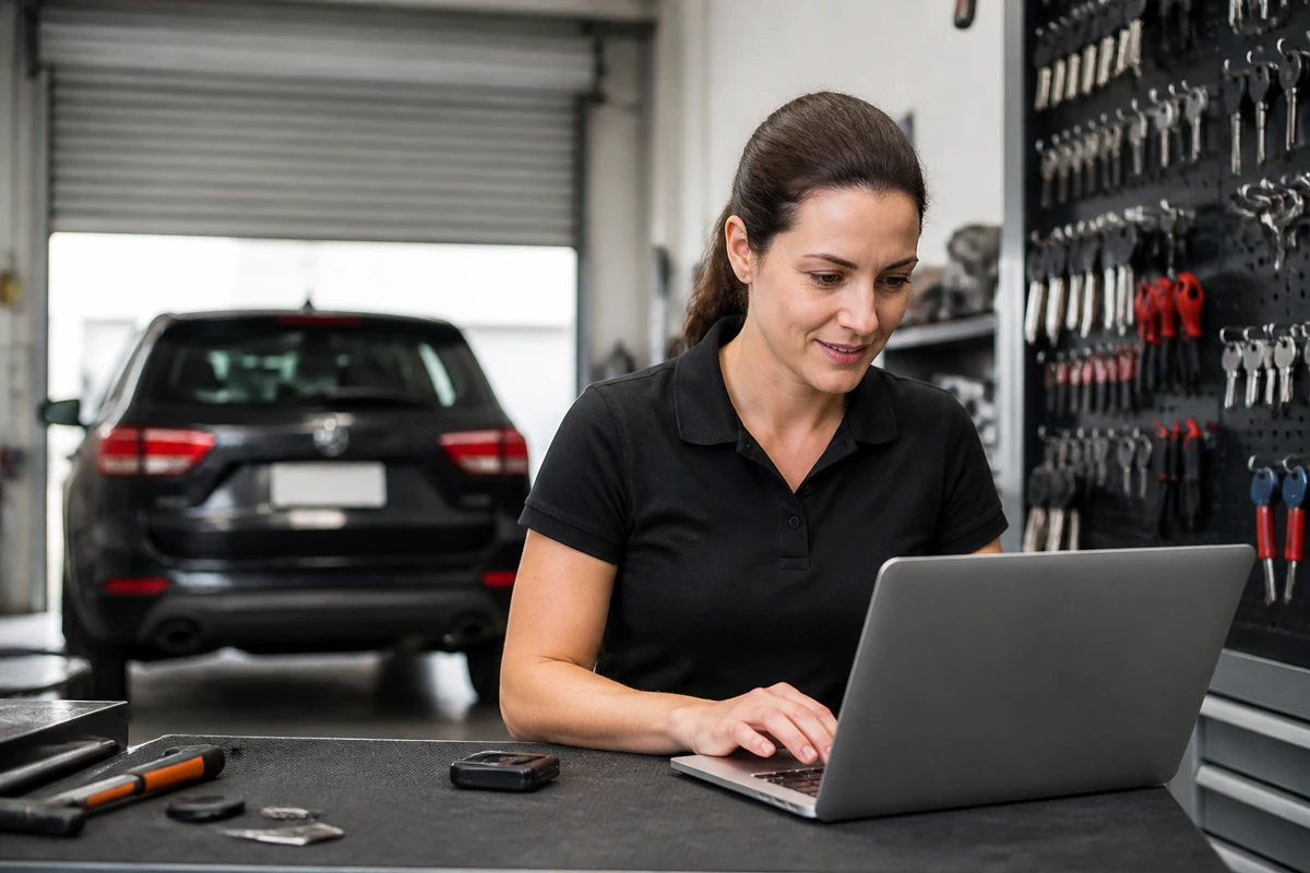 Professional business owner reviewing online visibility and enquiry opportunities for locksmiths businesses