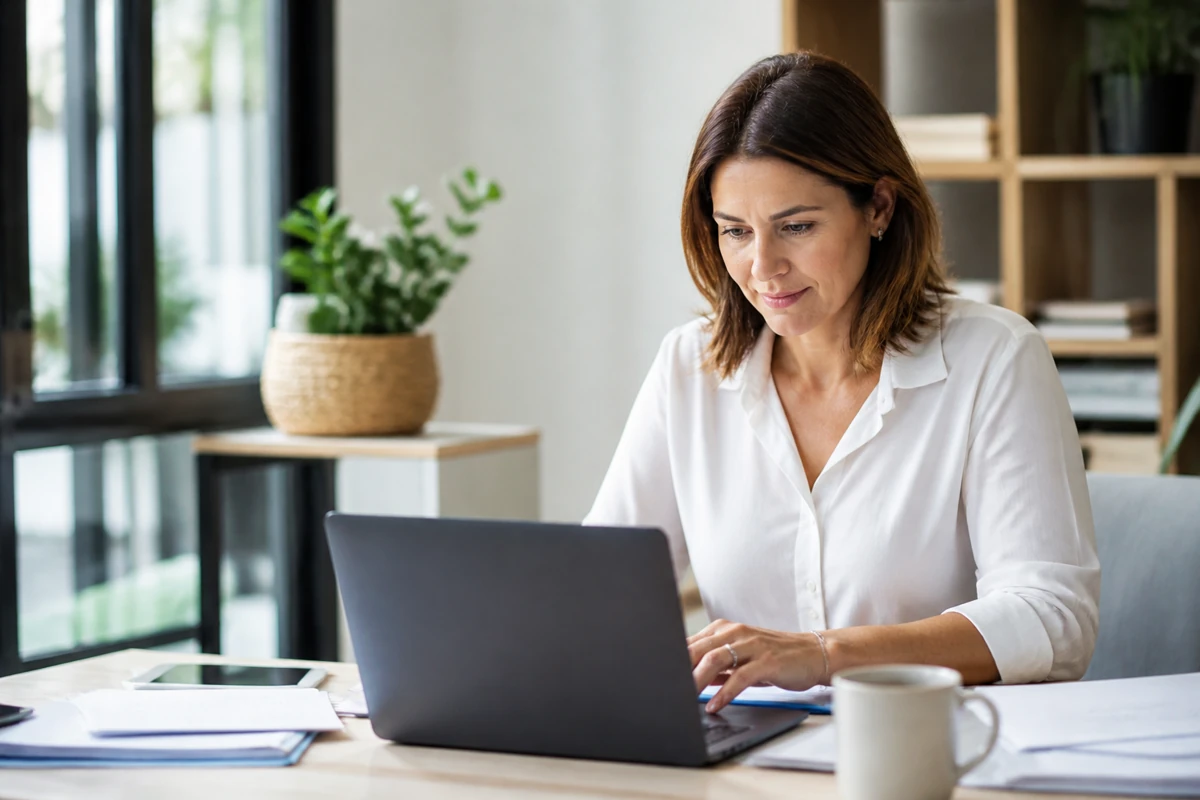 Professional business owner reviewing online visibility and enquiry opportunities for accounting businesses