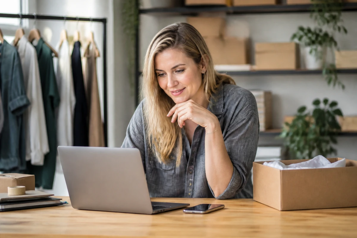 Professional business owner reviewing online visibility and enquiry opportunities for ecommerce businesses