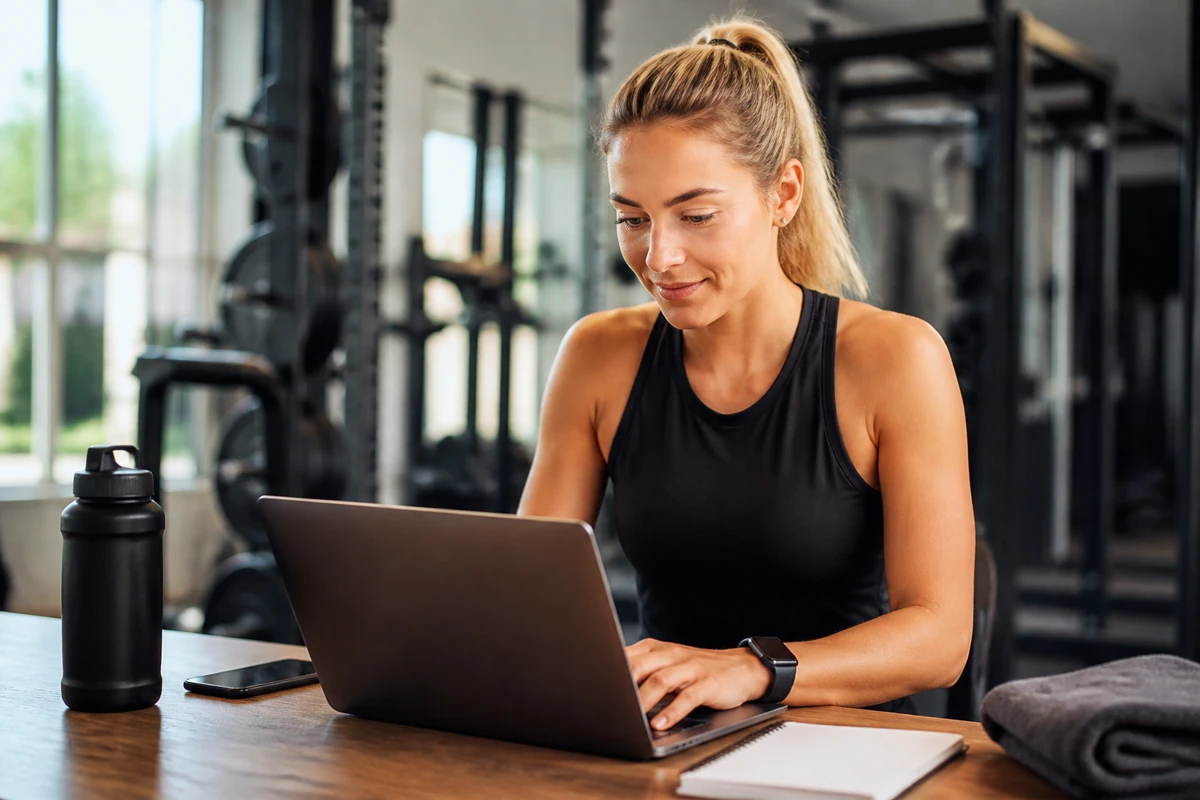 Professional business owner reviewing online visibility and enquiry opportunities for fitness businesses