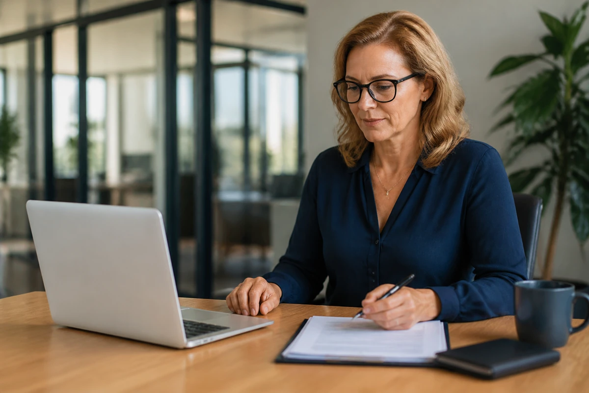 Professional business owner reviewing online visibility and enquiry opportunities for accounting businesses