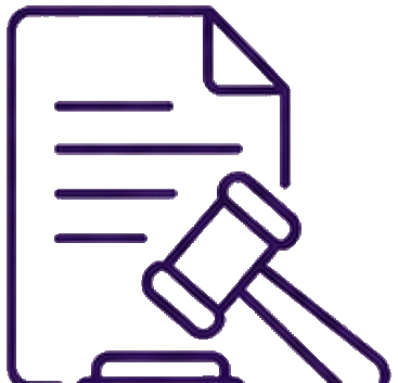 Legal document and gavel icon representing legal service pages, Law Firm SEO and solicitor enquiries.