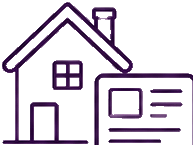 House listing icon representing property listing pages, real estate SEO and buyer search visibility.