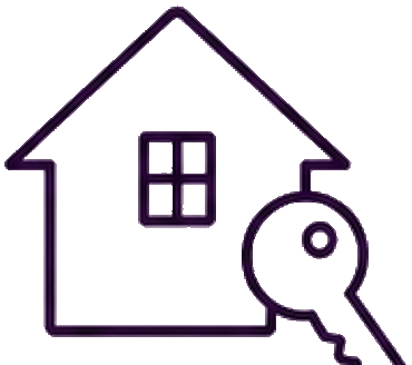 House and key icon representing Real Estate SEO, property listings, appraisal enquiries and agency visibility.