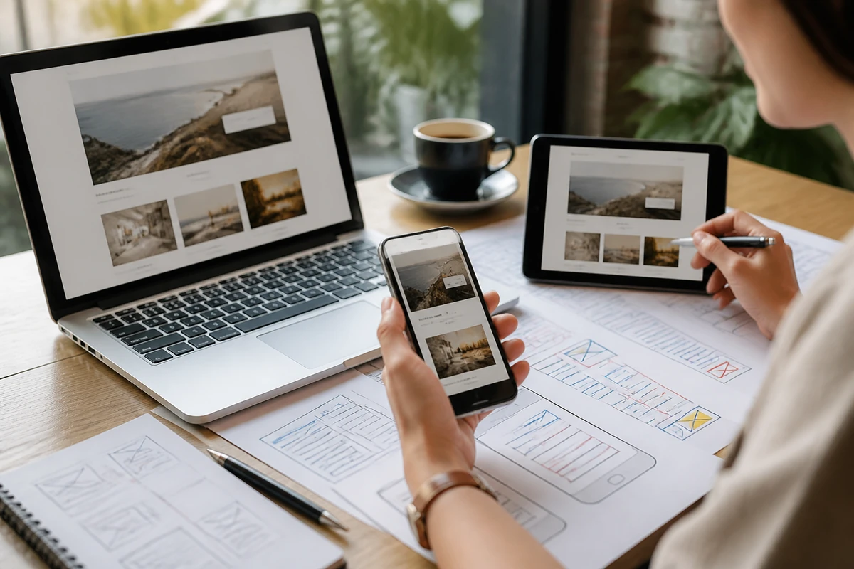 Marketing strategist planning Responsive Web Design Ensuring a Mobile-Friendly for an Australian business
