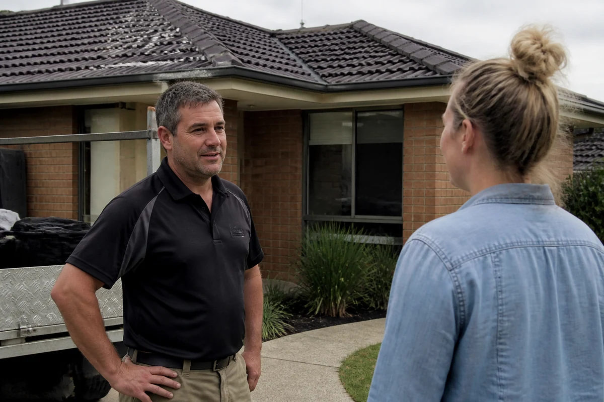 Roofing SEO Strategy for Quote Requests Professional woman reviewing roofing SEO strategy for local quote enquiries