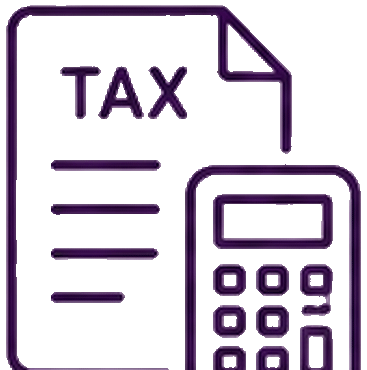 Tax document and calculator icon representing tax return pages for accountant SEO and accounting service visibility.