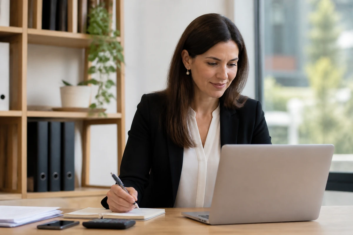Professional business owner reviewing online visibility and enquiry opportunities for accounting businesses