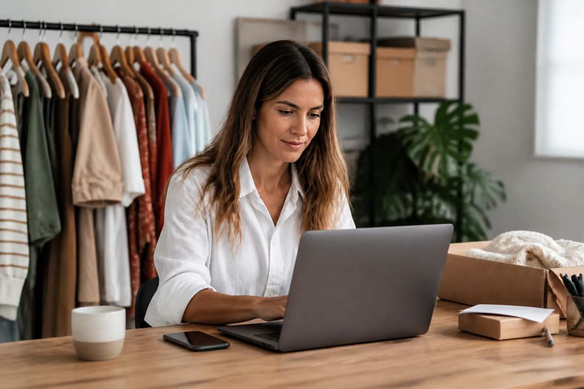 Professional business owner reviewing online visibility and enquiry opportunities for ecommerce businesses