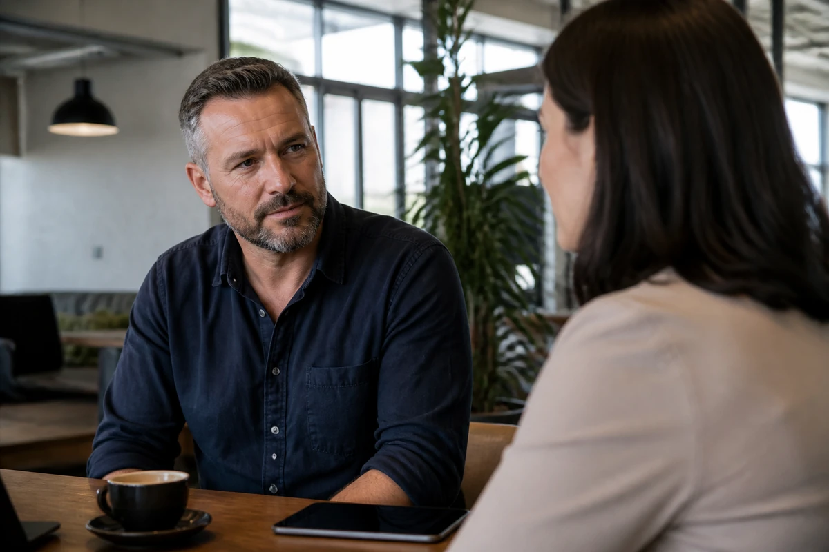 Average Australian small business owner in a realistic local business setting having a natural conversation related to the article topic, no