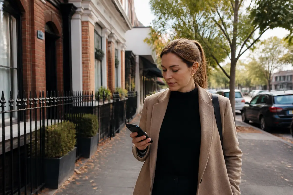 Professional woman using her phone outdoors in Paddington, Melbourne