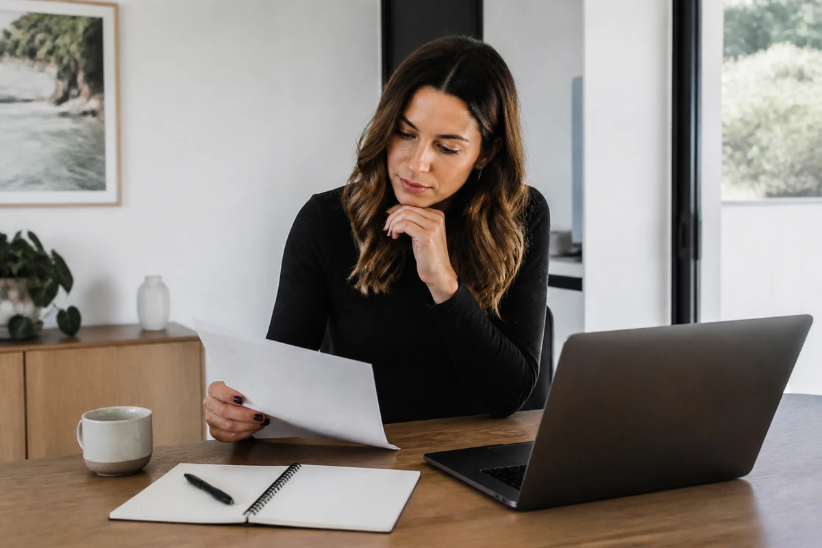 Young woman reviewing the factors that affect SEO pricing while working on a laptop