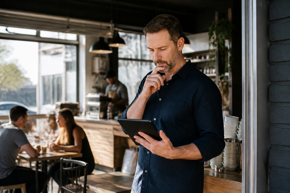 Local business owner planning the first 90 days of SEO growth in a real business setting