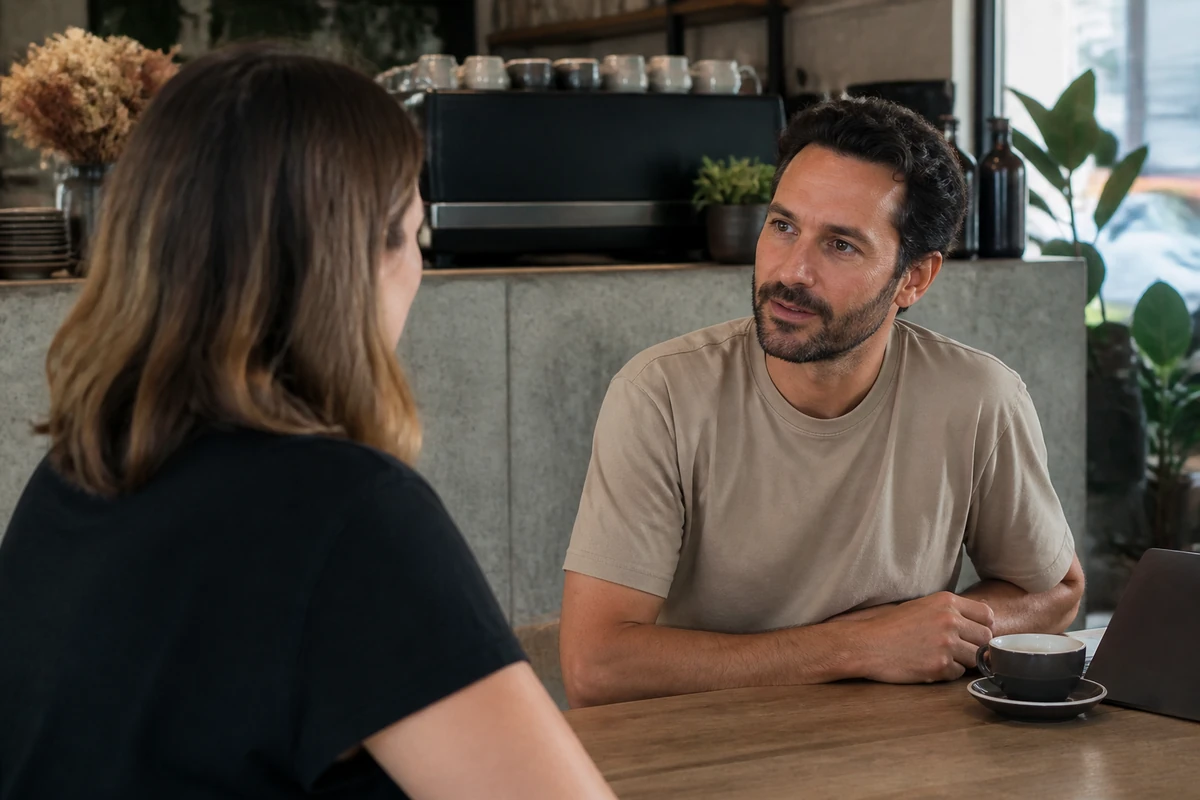 Average Australian small business owner in a realistic local business setting having a natural conversation related to the article topic, no